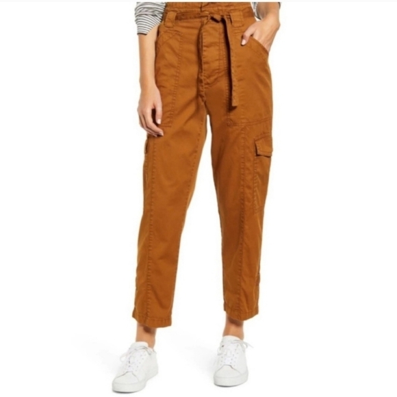 Alex Mill‎ Paperbag Pants Womens 2 Russet Brown Expedition Twill Belted Cargo - Picture 1 of 12